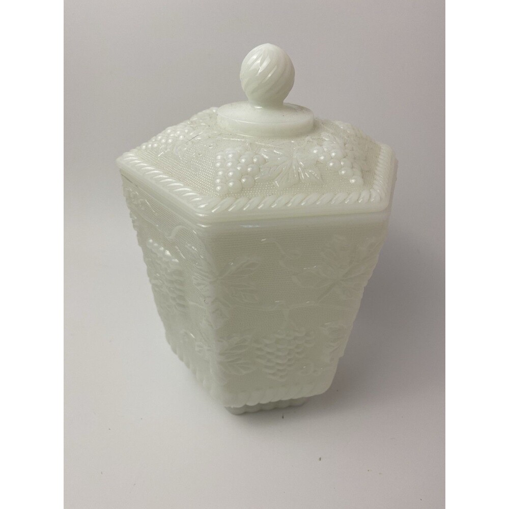 Anchor Hocking Fire-King Milk Glass Covered Cookie Jar Large Vintage 9”